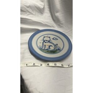 M.A. Hadley Pottery Cat 7.5" Salad Plate Stoneware Hand Painted USA
